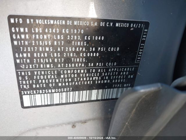 3VVCX7B25NM005877 Volkswagen Taos 1.5t S
