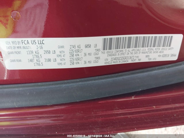Dodge Grand Caravan Sxt 2016 2C4RDGCG5GR313672 Image 9
