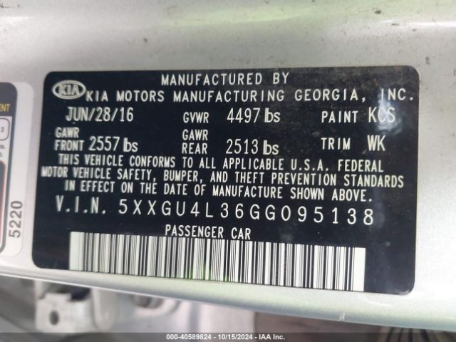5XXGU4L36GG095138 KIA OPTIMA EX