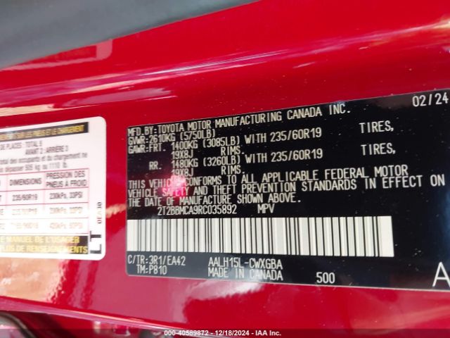 2T2BBMCA9RC035892 Lexus Rx 350h Premium