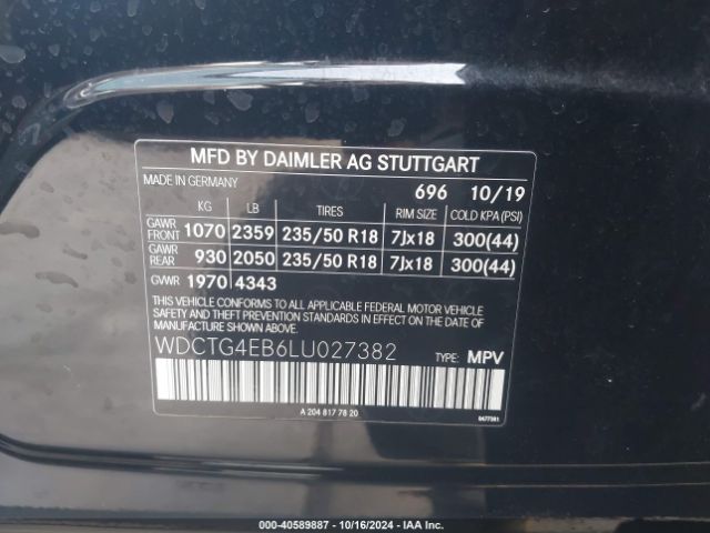 WDCTG4EB6LU027382 Mercedes-Benz GLA 250