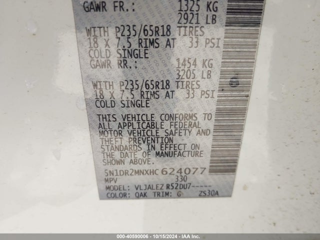 Nissan Pathfinder Sv 2017 5N1DR2MNXHC624077 Image 9