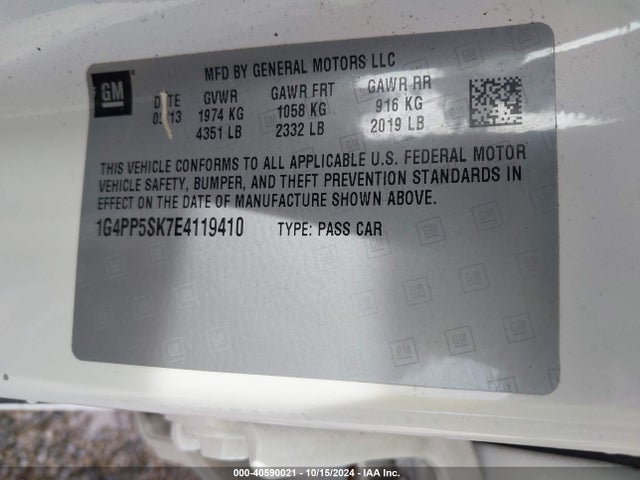 Buick Verano 2014 1G4PP5SK7E4119410 Image 9