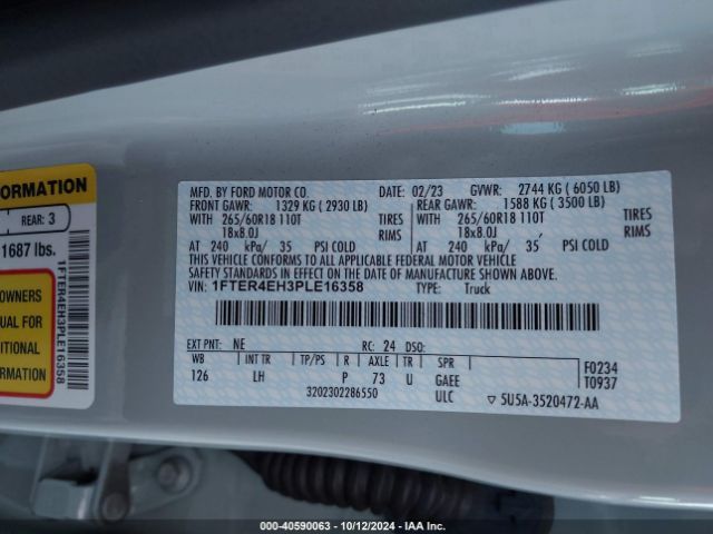 1FTER4EH3PLE16358 Ford Ranger Xlt