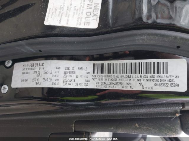 1C4PJLDB0HW522001 Jeep Cherokee Limited Fwd