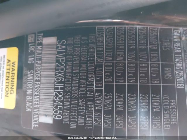 SALVP2RX6JH294559 Land Rover Range Rover Evoque Se/se Premium