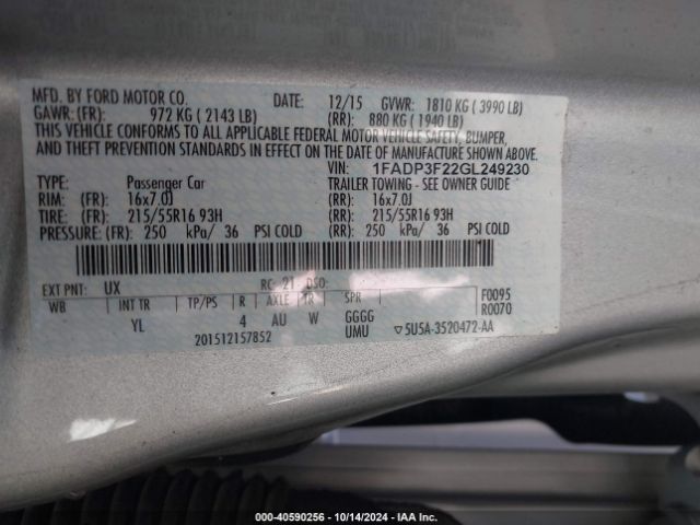 1FADP3F22GL249230 Ford FOCUS SE