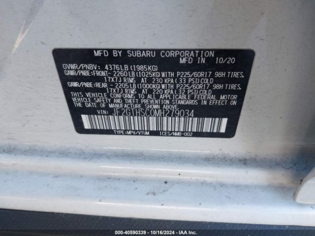 JF2GTHSC0MH279034 Subaru Crosstrek Sport
