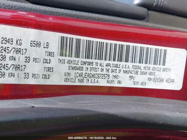 1C4RJEAGXKC672579 Jeep Grand Cherokee Laredo E 4x2