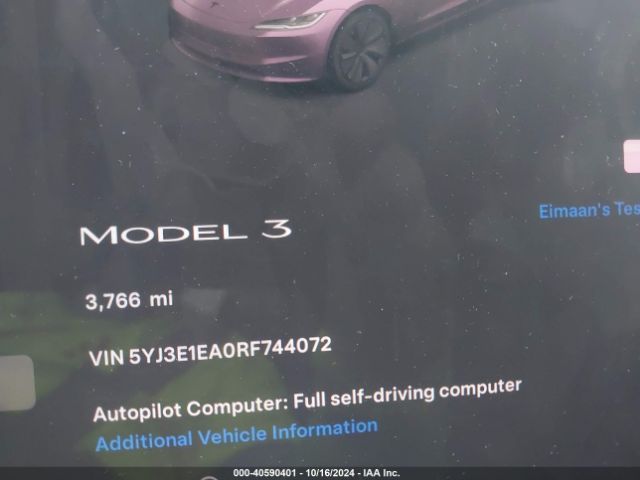 5YJ3E1EA0RF744072 Tesla Model 3 Rear-wheel Drive
