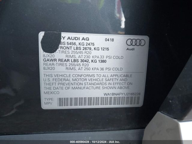 WA1BNAFY1J2165228 Audi Q5 2.0t Premium/2.0t Tech Premium