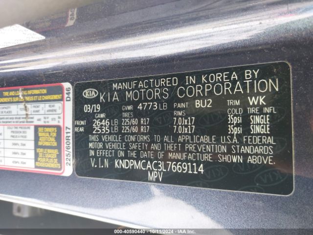 KNDPMCAC3L7669114 KIA Sportage Lx