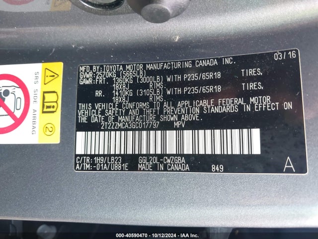 2T2ZZMCA3GC017797 Lexus RX 350