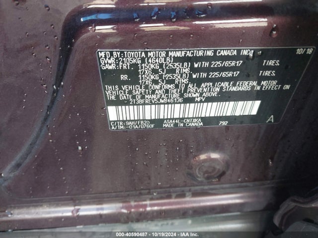 Toyota RAV4 LE 2018 2T3BFREV5JW846136 Image 9
