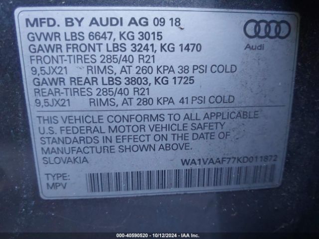 WA1VAAF77KD011872 Audi Q7 55 Premium