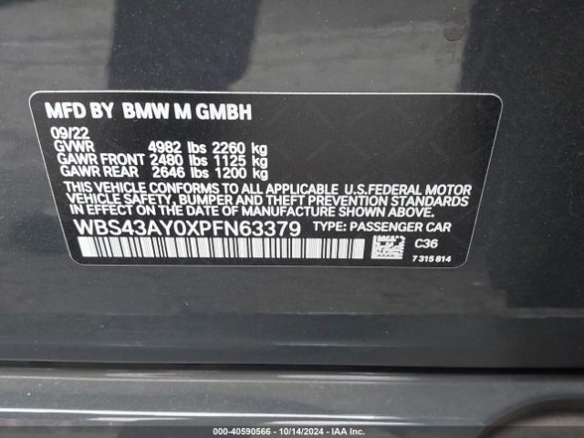 WBS43AY0XPFN63379 BMW M3 Competition Xdrive