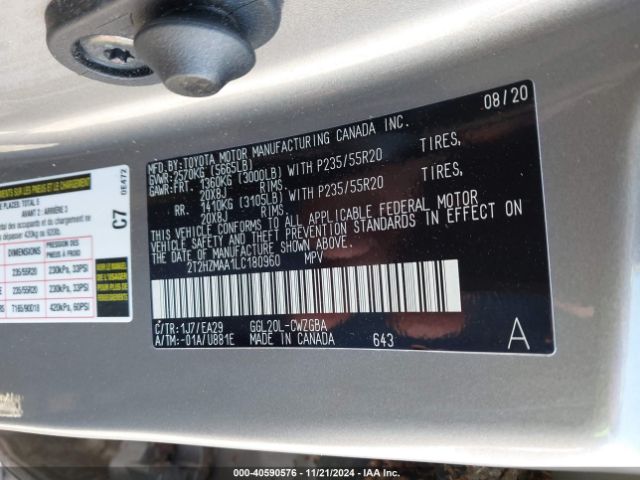 2T2HZMAA1LC180960 Lexus RX 350