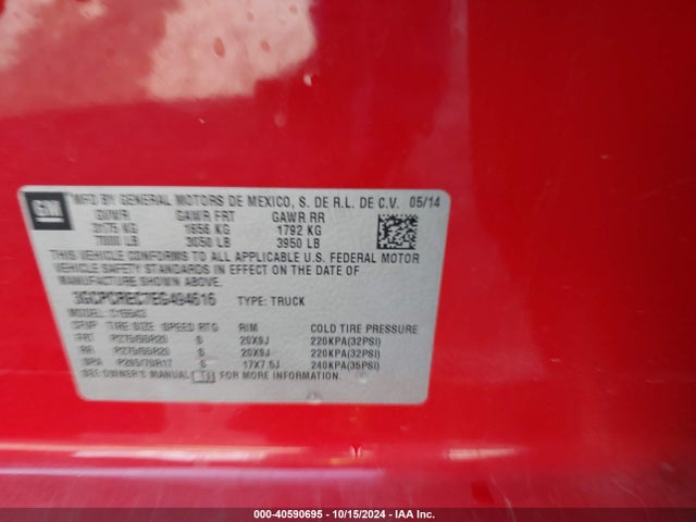 Chevrolet Silverado 1500 1lt 2014 3GCPCREC7EG494616 Image 9