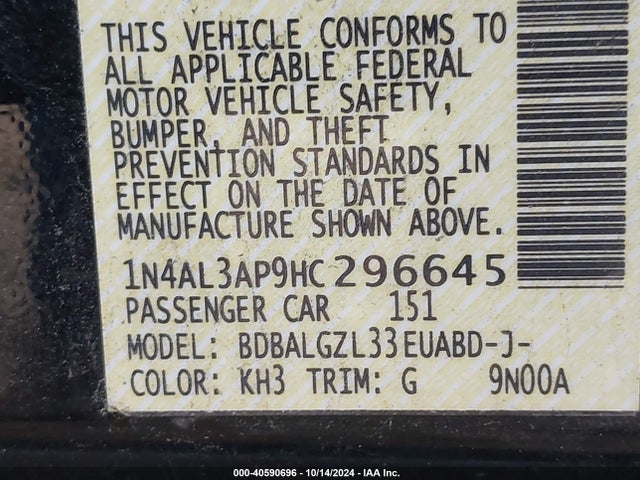 Nissan Altima 2.5 S 2017 1N4AL3AP9HC296645 Image 9
