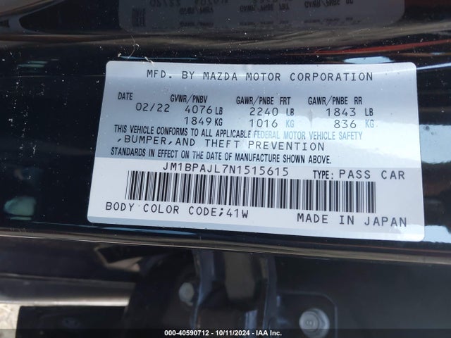 Mazda MAZDA3 2022 JM1BPAJL7N1515615 Image 9