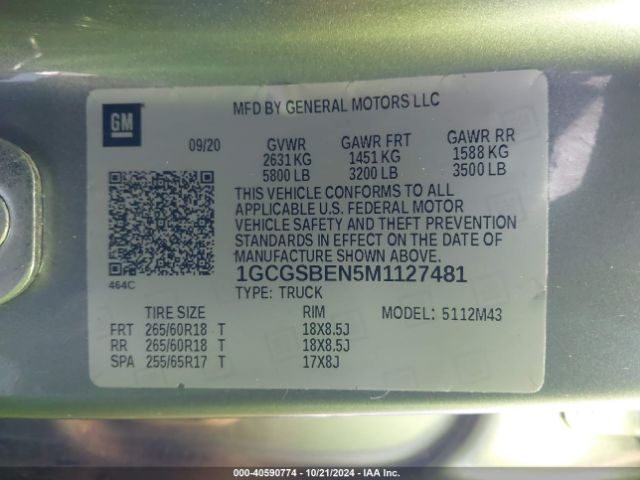 1GCGSBEN5M1127481 Chevrolet Colorado 2wd  Short Box Wt