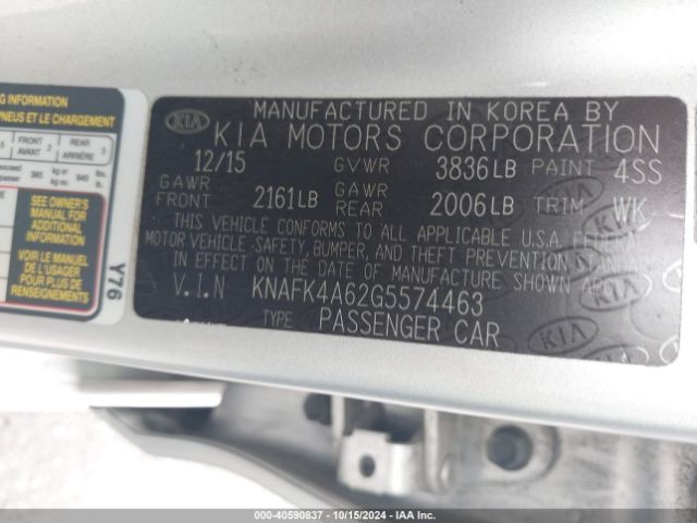 KNAFK4A62G5574463 KIA FORTE LX
