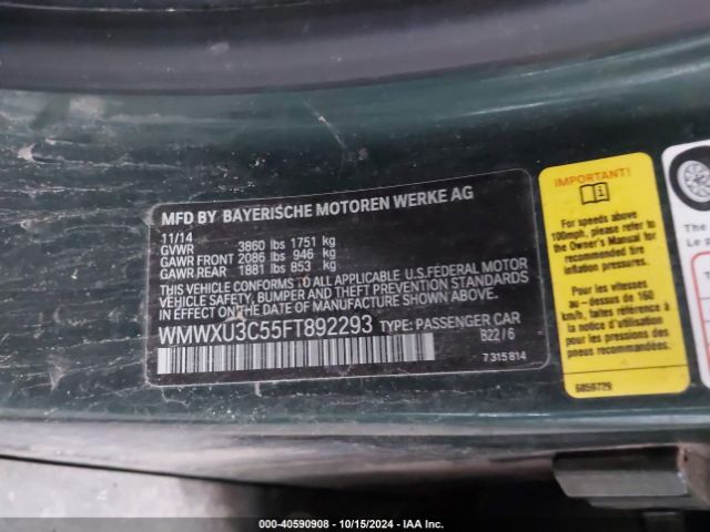 WMWXU3C55FT892293 Mini Hardtop Cooper S