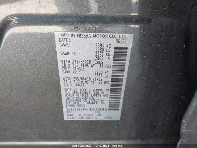 Nissan Murano Sv Intelligent Awd 2021 5N1AZ2BS4MC142095 Image 9