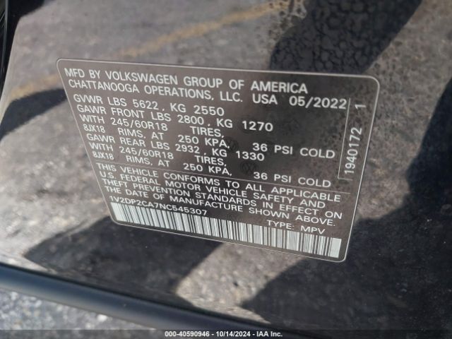 1V2DP2CA7NC545307 Volkswagen Atlas 2.0t Se