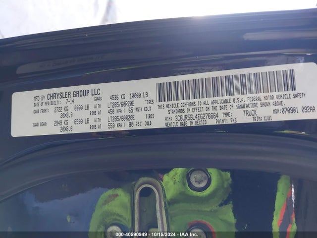 RAM 2500 Longhorn 2014 3C6UR5GL4EG276664 Image 9