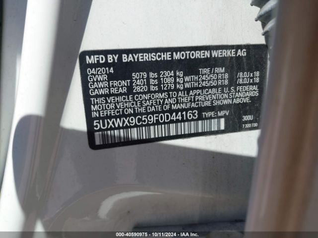5UXWX9C59F0D44163 BMW X3 Xdrive28i