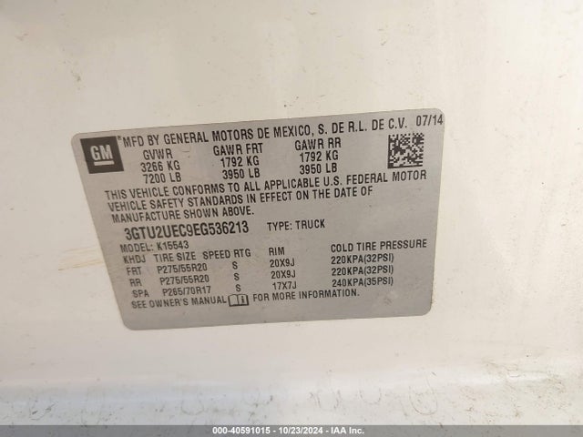 GMC Sierra 1500 Sle 2014 3GTU2UEC9EG536213 Image 9