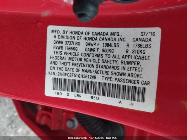 2HGFC2F51GH561248 Honda Civic Lx