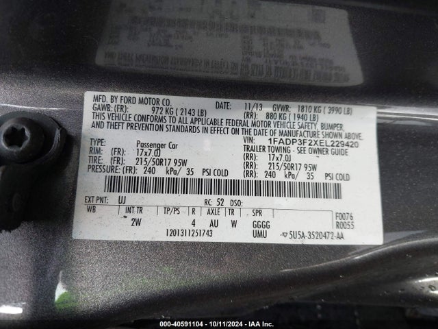 Ford FOCUS SE 2014 1FADP3F2XEL229420 Image 9