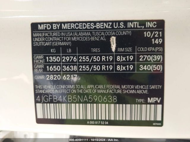 4JGFB4KB5NA590638 Mercedes-Benz Gle 350 4matic