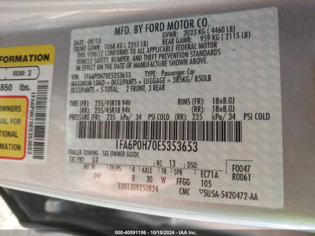 1FA6P0H70E5353653 Ford FUSION SE