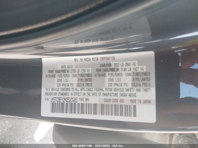 JM3TCBEY2M0520986 Mazda Cx-9 Signature