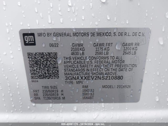 Chevrolet Equinox Awd Premier 2022 3GNAXXEV2NS210880 Image 9