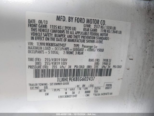 1LNHL9EK8EG602437 Lincoln MKS