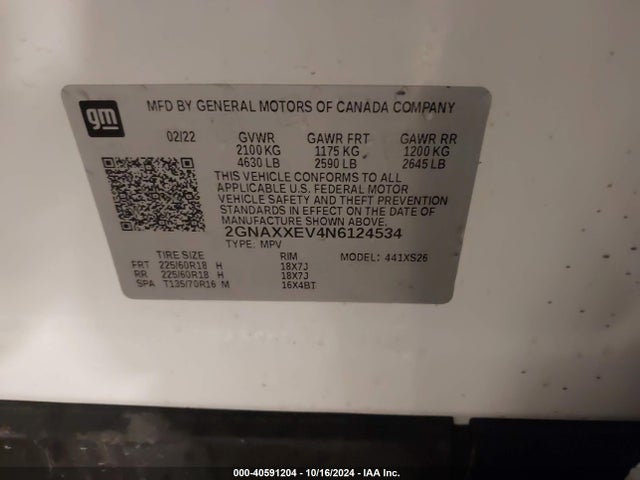 Chevrolet Equinox Awd Premier 2022 2GNAXXEV4N6124534 Image 9