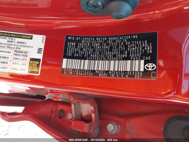Toyota COROLLA SE 2020 5YFP4RCE9LP009675 Image 9