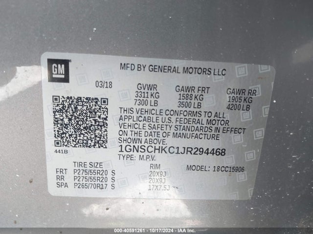 Chevrolet Suburban Lt 2018 1GNSCHKC1JR294468 Image 9