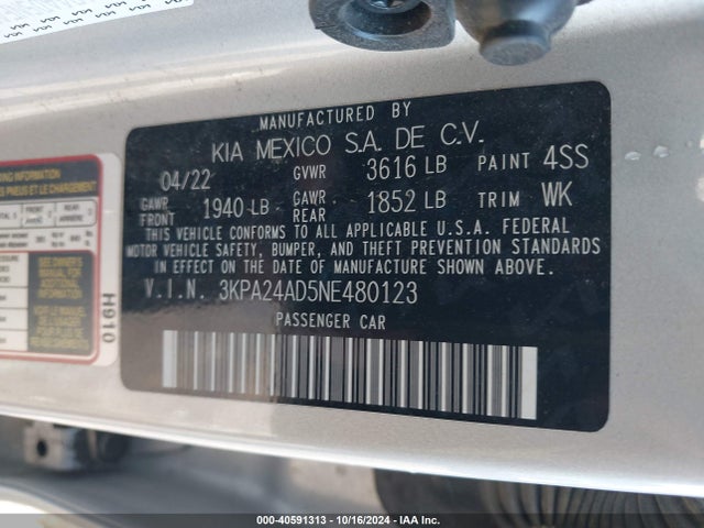 KIA RIO S 2022 3KPA24AD5NE480123 Image 9