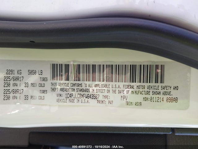 Jeep Cherokee Latitude 2015 1C4PJLCBXFW643567 Image 9