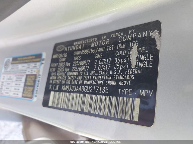 Hyundai TUCSON SE 2016 KM8J33A43GU217135 Image 9