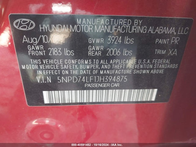 Hyundai ELANTRA SE 2018 5NPD74LF1JH394875 Image 9