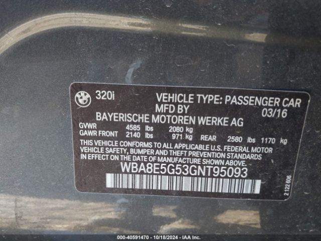 2016 BMW 320I WBA8E5G53GNT95093 Photo 8