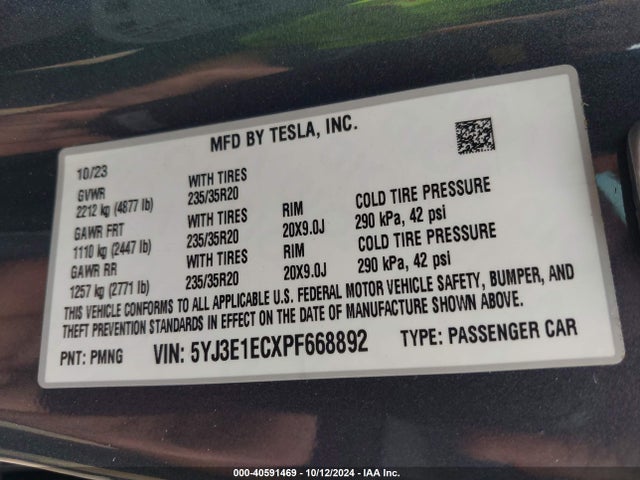2023 TESLA MODEL 3 5YJ3E1ECXPF668892 Photo 8