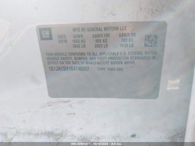 1G1JA6SH1G4148967 Chevrolet Sonic Ls Auto