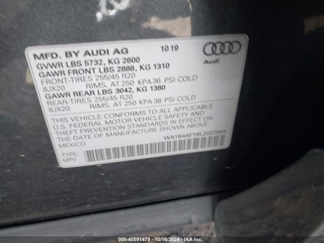 WA1B4AFY6L2027884 Audi Sq5 Premium Plus Tfsi Quattro Tiptronic
